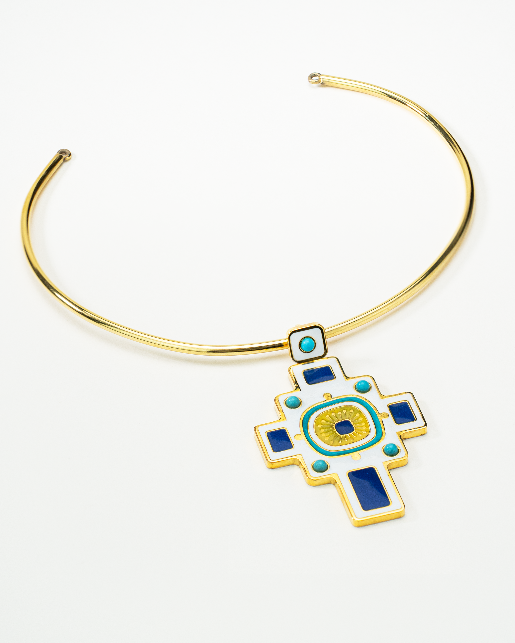 Necklace Cross with natural turquoise stones