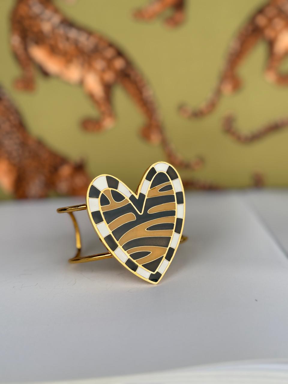 Bracelet Heart - Orange Stripes