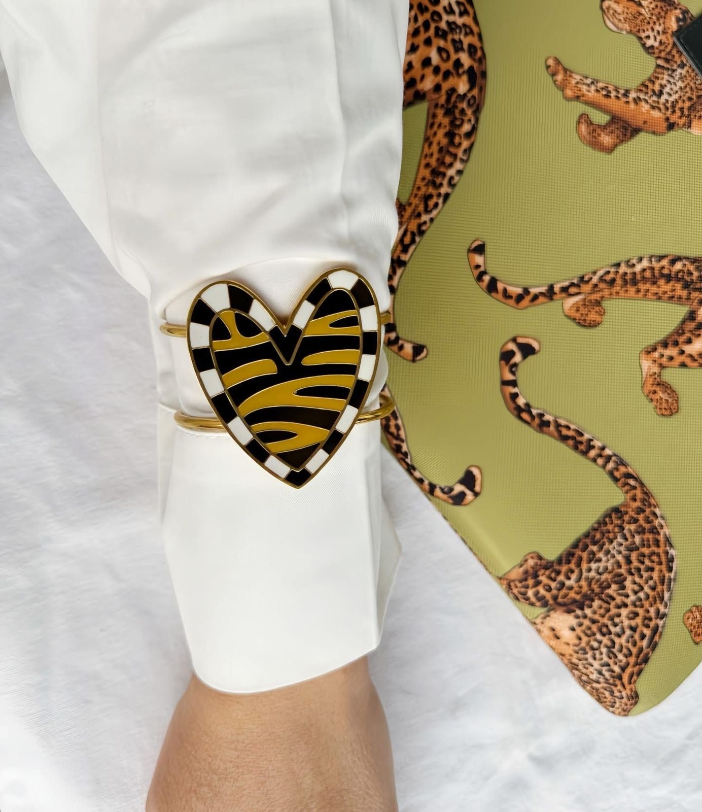 Bracelet Heart - Orange Stripes