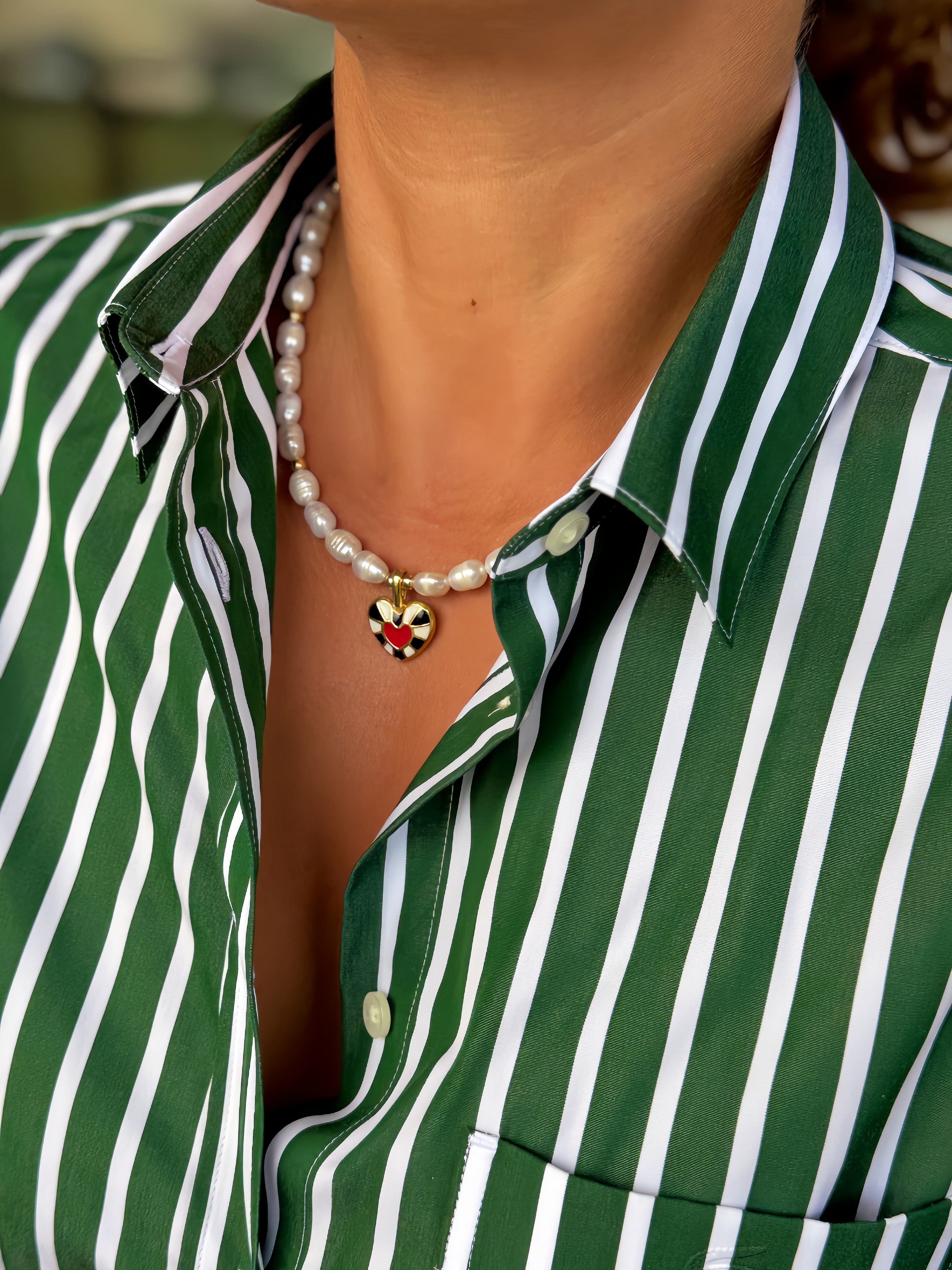 Pearl Necklace with heart pendant