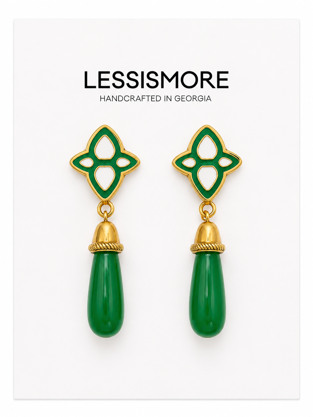 Enamel & Stone Drop Earrings